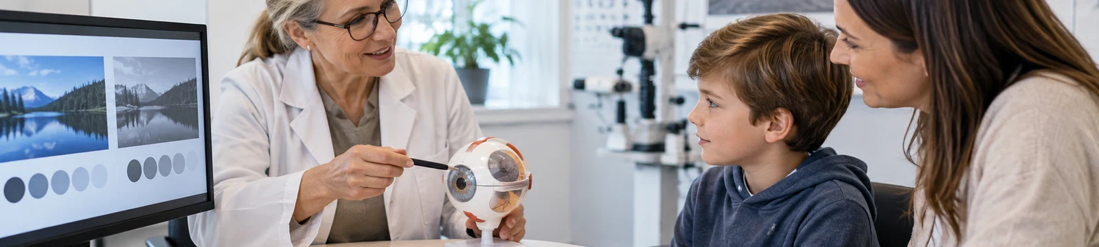 Familiengespräch nach einer augenärztlichen Diagnose