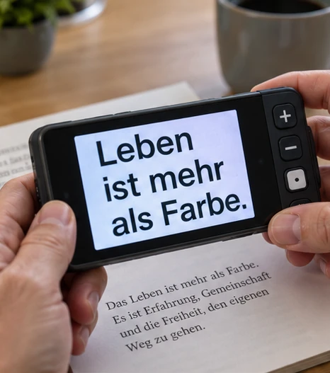 Elektronische Handlupe vergrößert gedruckten Text