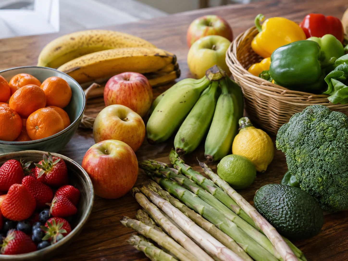 Markttisch mit Obst und Gemüse